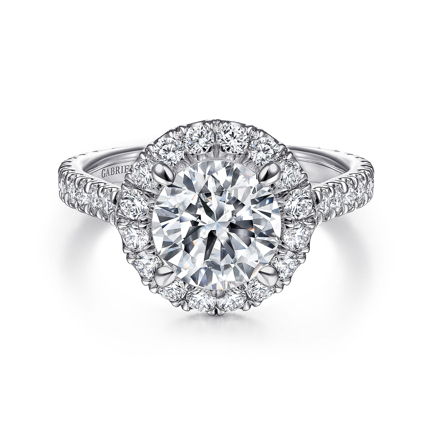 Gabriel - 18K White Gold Round Halo Diamond Engagement Ring
