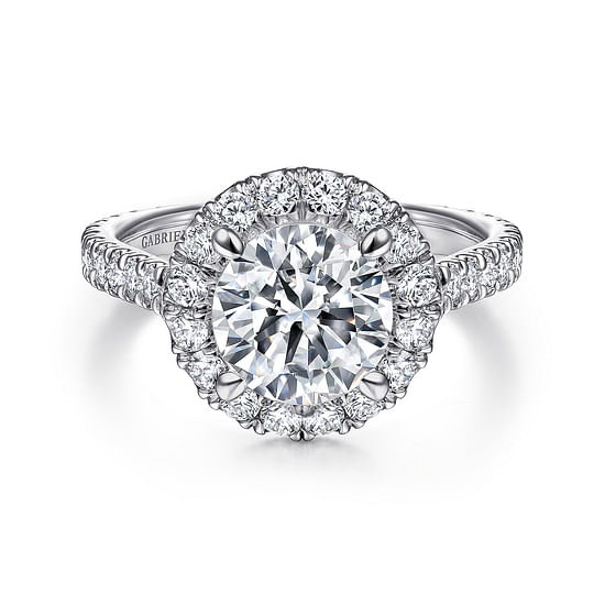 Gabriel - 18K White Gold Round Halo Diamond Engagement Ring