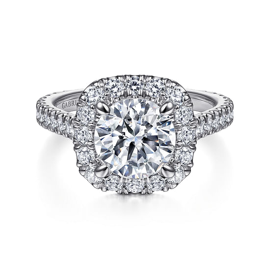 Gabriel - 18K White Gold Round Halo Diamond Engagement Ring