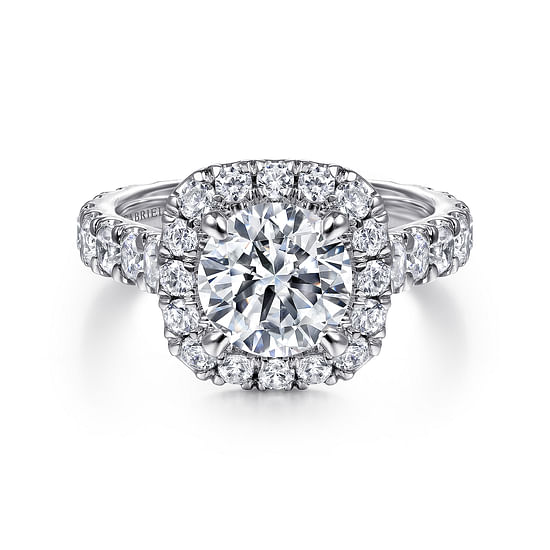 Gabriel - 18K White Gold Round Halo Diamond Engagement Ring