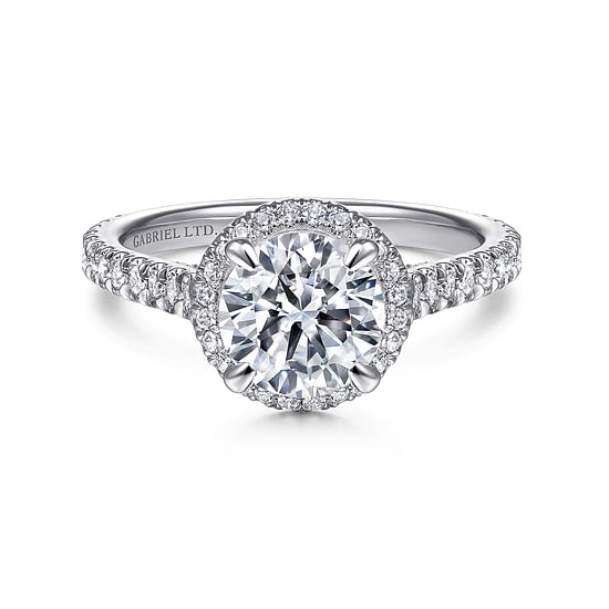 Gabriel - 18K White Gold Round Halo Diamond Engagement Ring