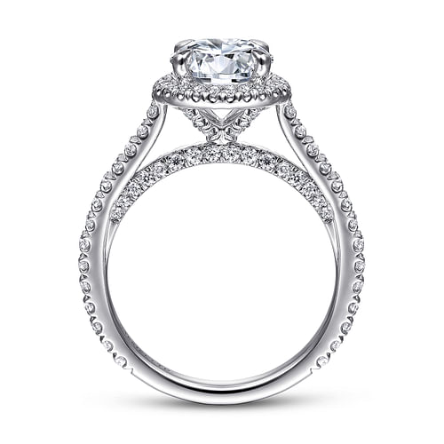 18K White Gold Round Halo Diamond Engagement Ring