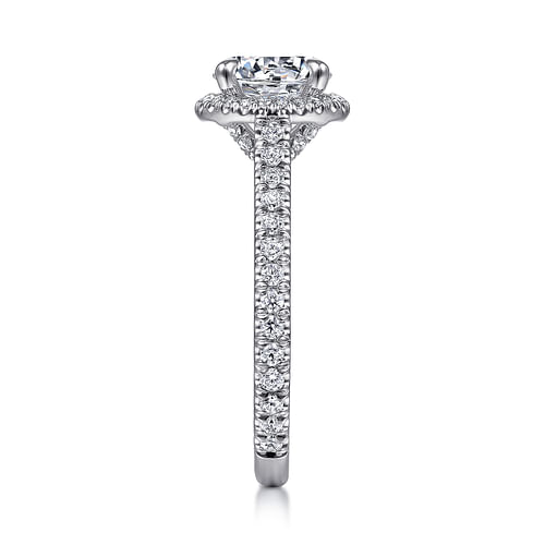 18K White Gold Round Halo Diamond Engagement Ring