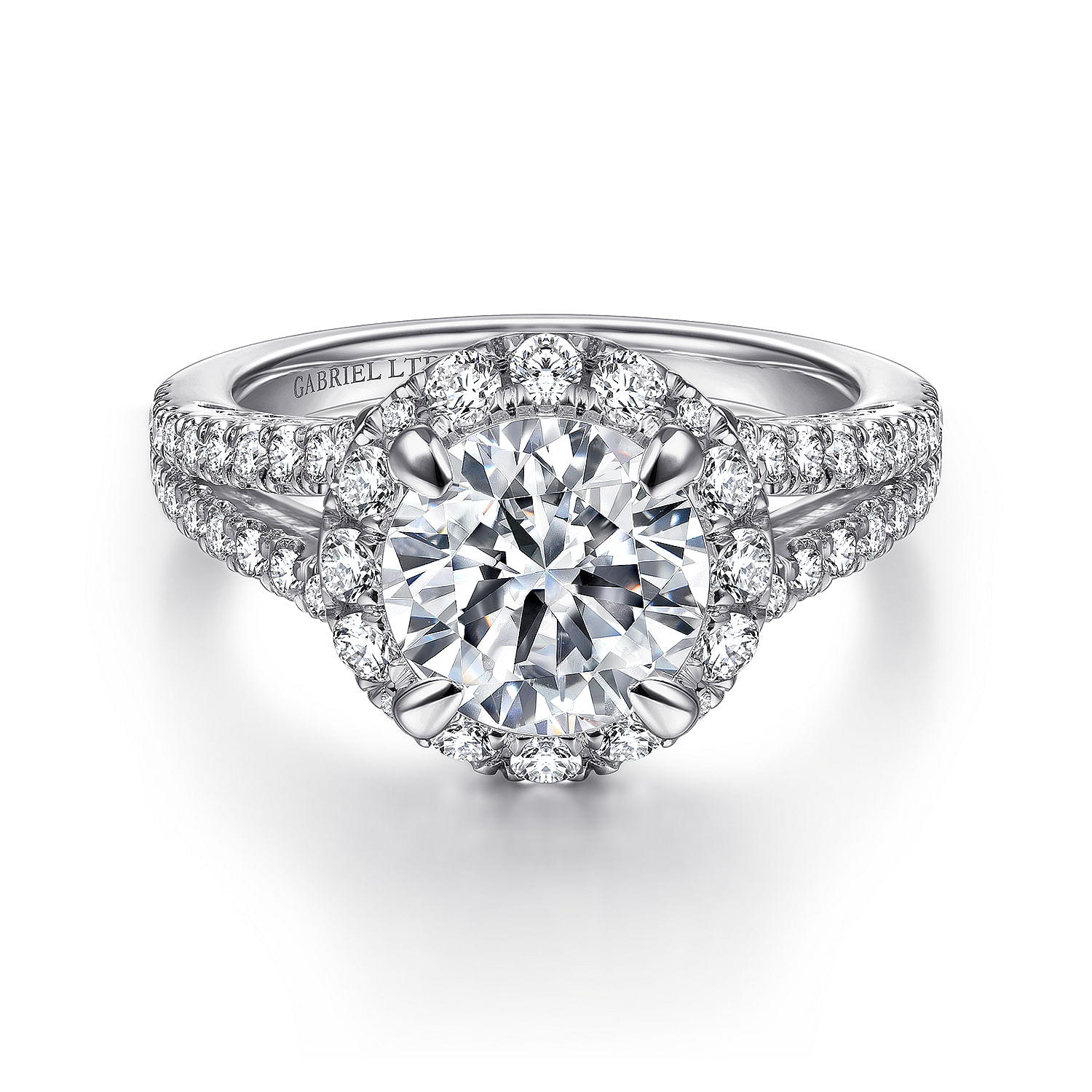 Gabriel - 18K White Gold Round Halo Diamond Engagement Ring