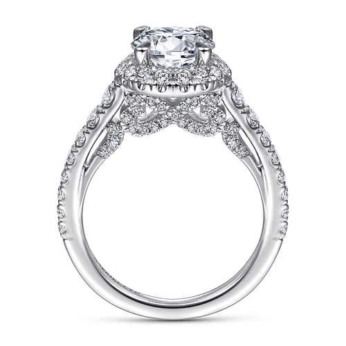 18K White Gold Round Halo Diamond Engagement Ring