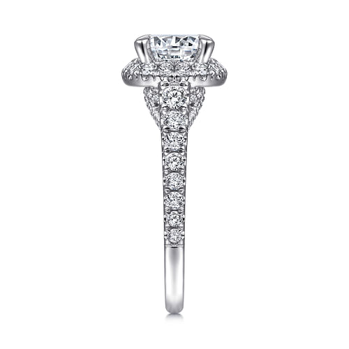 18K White Gold Round Halo Diamond Engagement Ring