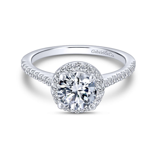 Gabriel - 18K White Gold Round Halo Diamond Engagement Ring
