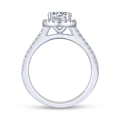 18K White Gold Round Halo Diamond Engagement Ring
