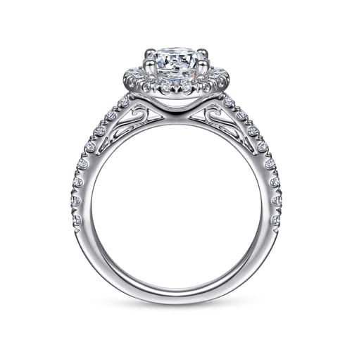 18K White Gold Round Halo Diamond Engagement Ring