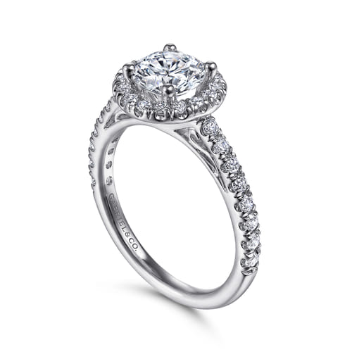 18K White Gold Round Halo Diamond Engagement Ring