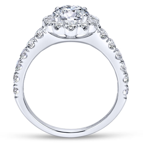 18K White Gold Round Halo Diamond Engagement Ring