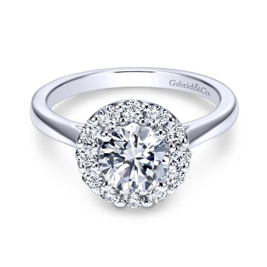 Gabriel - 18K White Gold Round Halo Diamond Engagement Ring