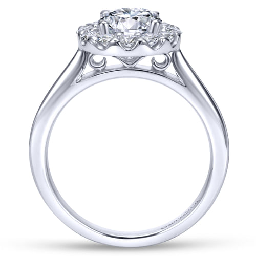 18K White Gold Round Halo Diamond Engagement Ring