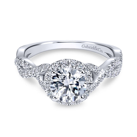 Gabriel - 18K White Gold Round Halo Diamond Engagement Ring