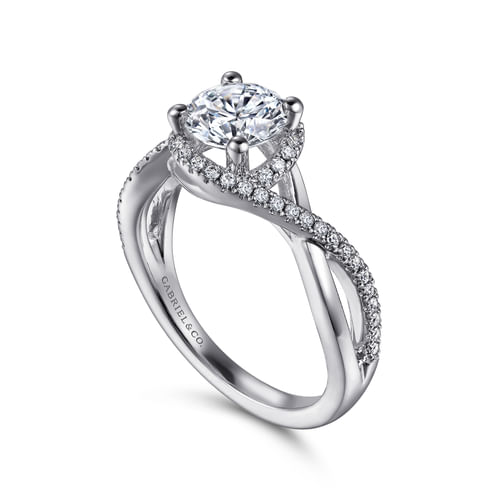 18K White Gold Round Halo Diamond Engagement Ring