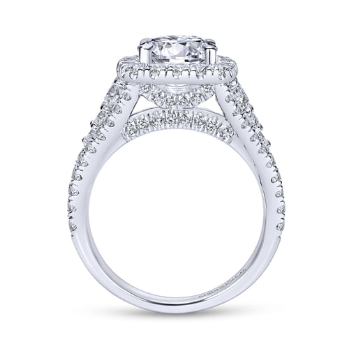 18K White Gold Round Halo Diamond Engagement Ring