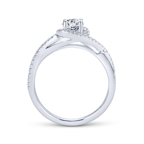 18K White Gold Round Halo Diamond Engagement Ring