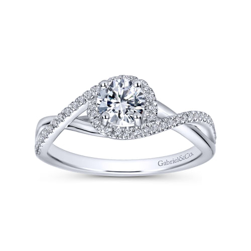 18K White Gold Round Halo Diamond Engagement Ring
