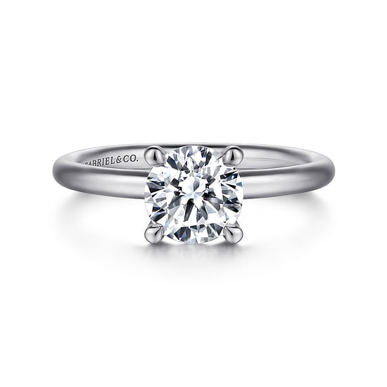 Gabriel - 18K White Gold Round Solitaire Engagement Ring