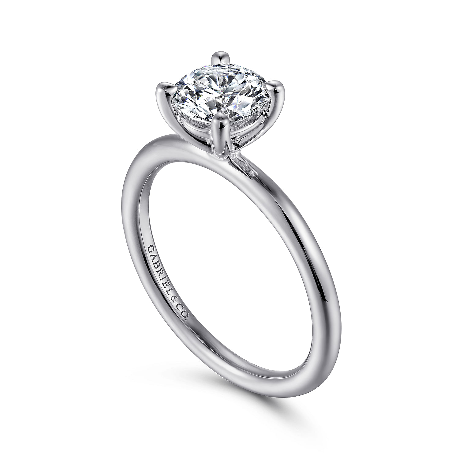 18K White Gold Round Solitaire Engagement Ring
