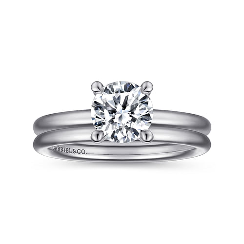 18K White Gold Round Solitaire Engagement Ring