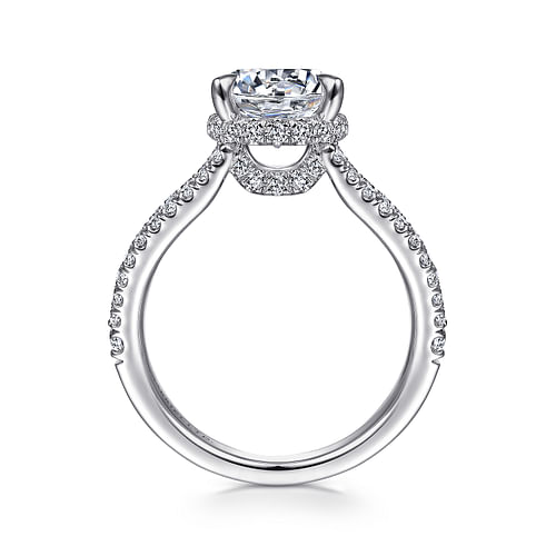 18K White Gold Round Split Shank Diamond Engagement Ring