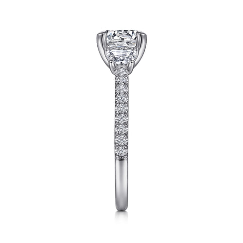 18K White Gold Round Three Stone Diamond Engagement Ring