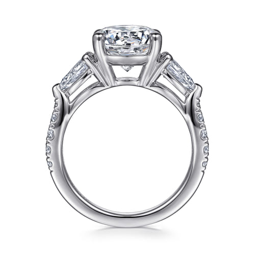 18K White Gold Round Three Stone Diamond Engagement Ring