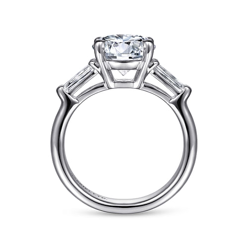 18K White Gold Round Three Stone Diamond Engagement Ring