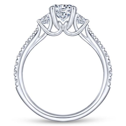 18K White Gold Round Three Stone Diamond Engagement Ring