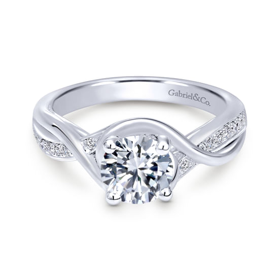 Gabriel - 18K White Gold Round Twisted Diamond Engagement Ring