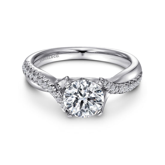 Gabriel - 18K White Gold Round Twisted Diamond Engagement Ring