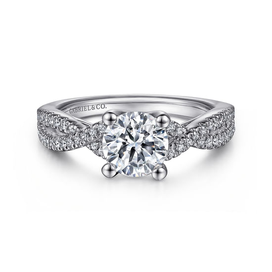 Gabriel - 18K White Gold Round Twisted Diamond Engagement Ring