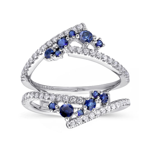 18K White Gold Sapphire and Diamond Ring Enhancer
