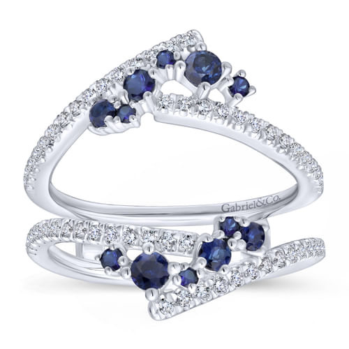 18K White Gold Sapphire and Diamond Ring Enhancer