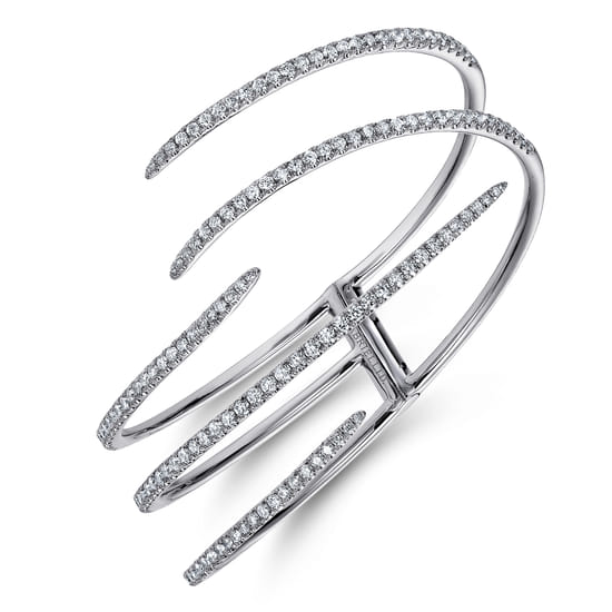 18K White Gold Split Asymmetrical Diamond Bangle angle 2