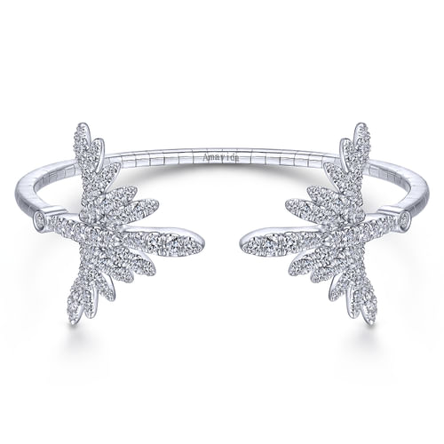 18K White Gold Split Diamond Pavé Fan Bracelet