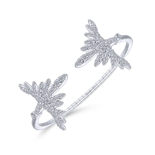 18K White Gold Split Diamond Pavé Fan Bracelet