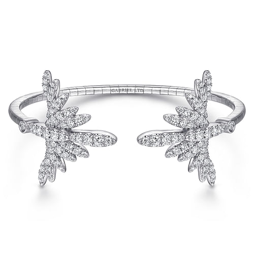 18K White Gold Split Diamond Pavé Fan Bracelet