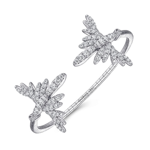 18K White Gold Split Diamond Pavé Fan Bracelet