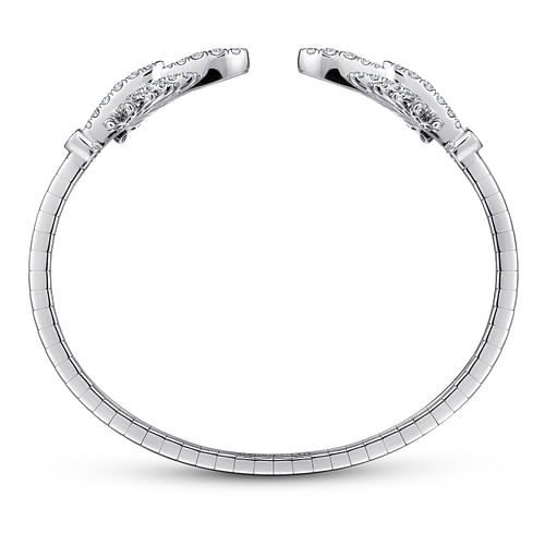 18K White Gold Split Diamond Pavé Fan Bracelet