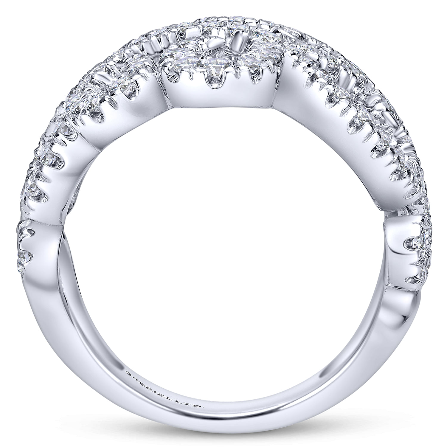 18K White Gold Swirling Diamond Ring