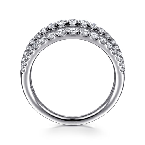 18K White Gold Three Row Diamond Ring