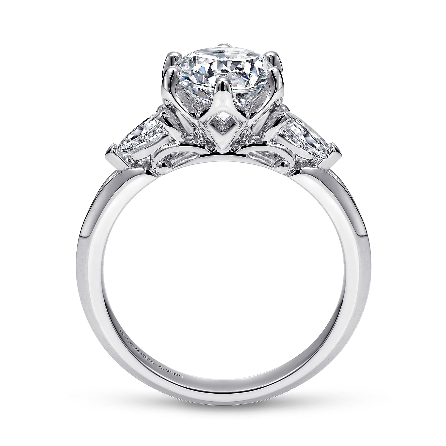18K White Gold Three Stone Round Diamond Engagement Ring
