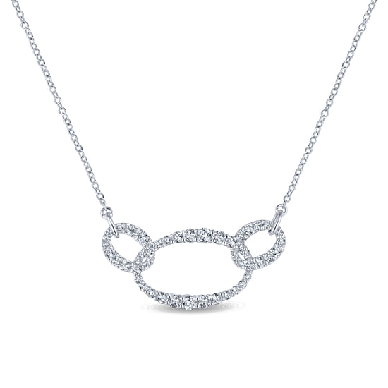 Gabriel - 18K White Gold Triple Oval Link Diamond Pavé Necklace