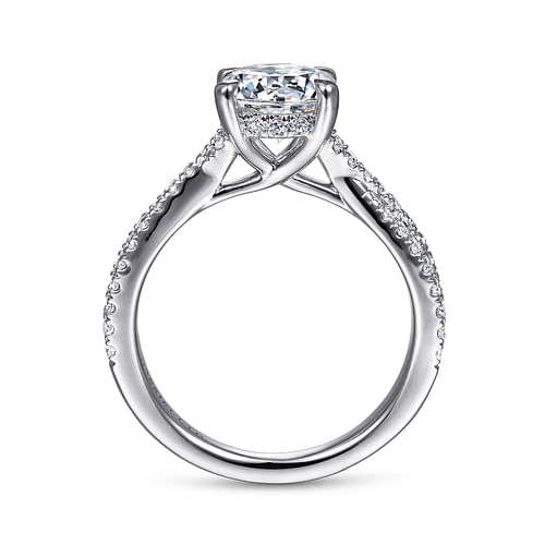 18K White Gold Twisted Round Diamond Engagement Ring