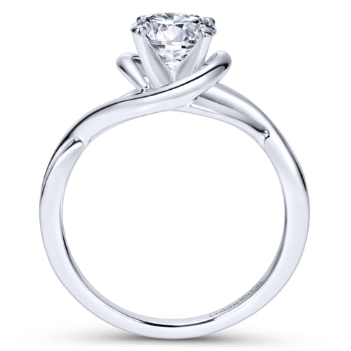 18K White Gold Twisted Round Diamond Engagement Ring