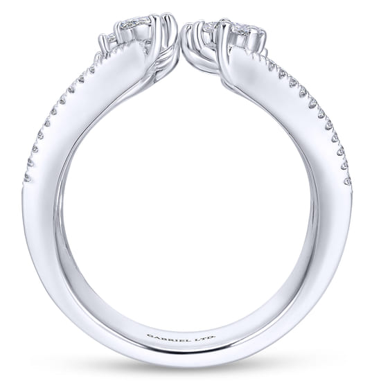 18K White Gold Wide Band Open Diamond Statement Ring angle 2 18K White Gold Wide Band Open Diamond Statement Ring angle 2