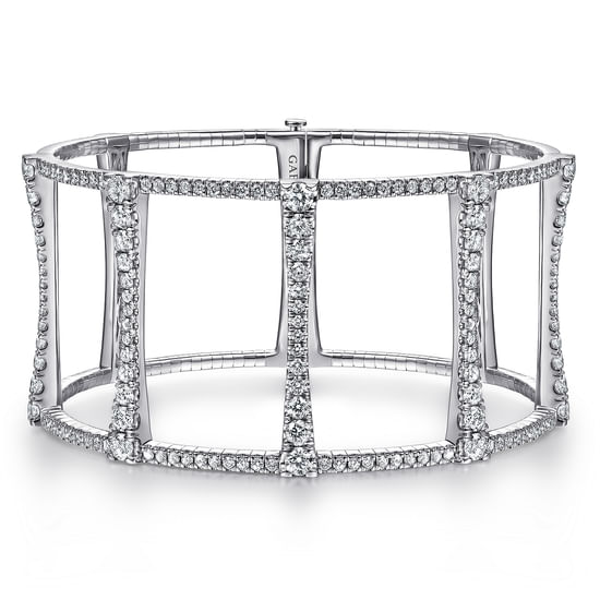 Gabriel - 18K White Gold Wide Diamond Cage Bracelet