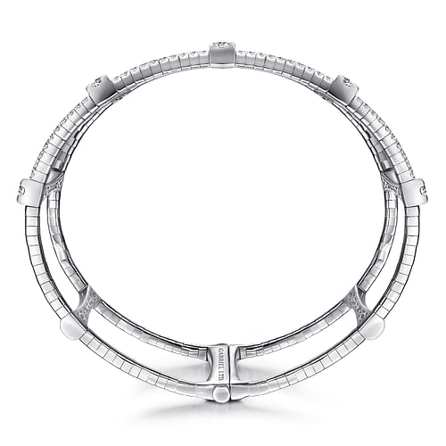 18K White Gold Wide Diamond Cage Bracelet
